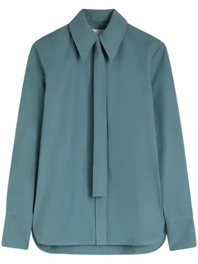 Jil Sander Cotton-poplin Shirt With Tie In Blue