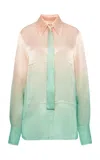 Jil Sander Tie-detailed Ombré Satin Shirt In Multi