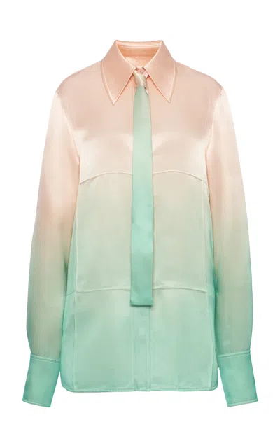 Jil Sander Tie-detailed Ombré Satin Shirt In Multi