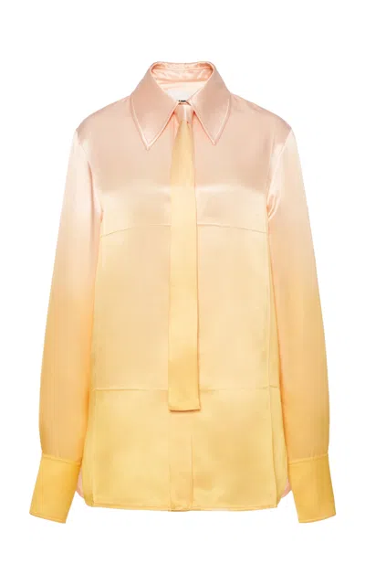 Jil Sander Tie-detailed Ombré Satin Shirt In Yellow