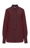 Jil Sander Tie-detailed Wool-mohair Shirt In Burgundy