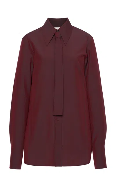 Jil Sander Tie-detailed Wool-mohair Shirt In Burgundy