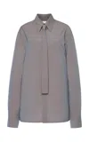 Jil Sander Tie-detailed Wool-mohair Shirt In Grey