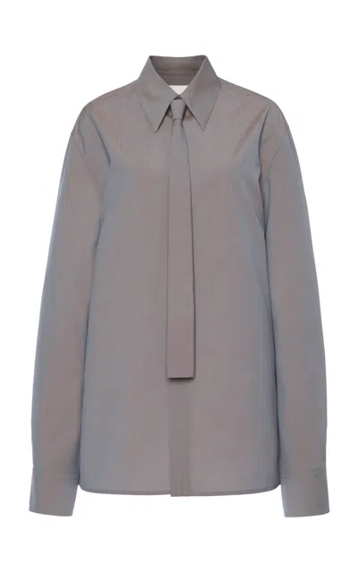 Jil Sander Tie-detailed Wool-mohair Shirt In Grey