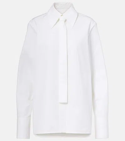 Jil Sander Tie-neck Cotton Poplin Shirt In White