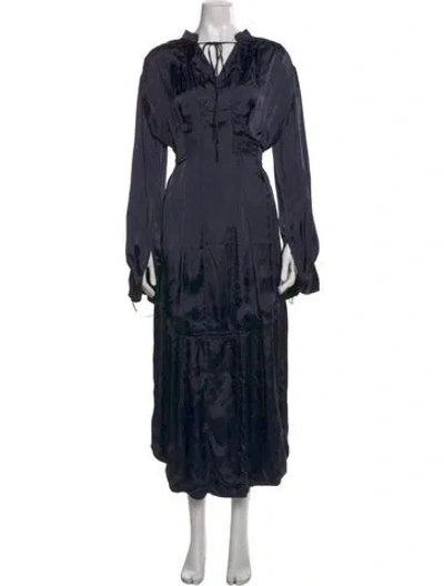 Pre-owned Jil Sander Tie Neck Long Dress In Blue