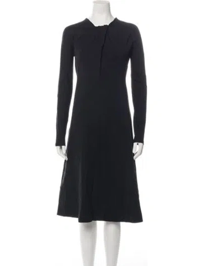 Pre-owned Jil Sander Tie Neck Midi Length Dress In Black