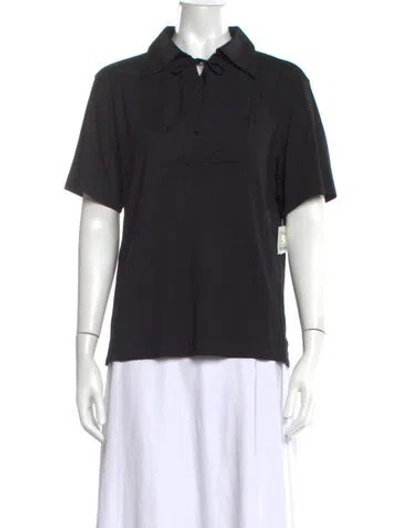 Pre-owned Jil Sander Tie Neck Short Sleeve Polo In Black