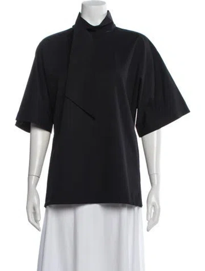 Pre-owned Jil Sander Tie Neck Short Sleeve Top In Gray