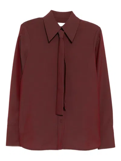 Jil Sander Tie Poplin Shirt In Burgundy