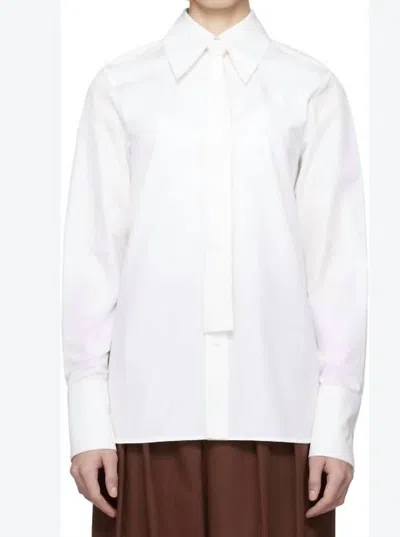 Jil Sander Tie Poplin Shirt In White