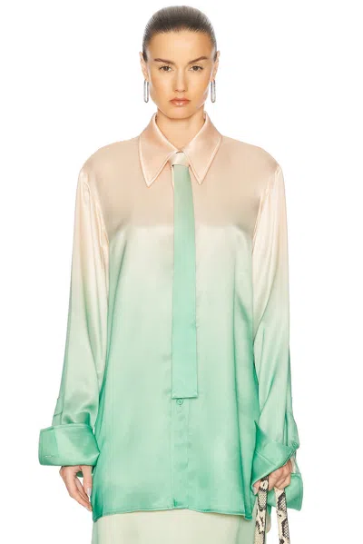 Jil Sander Ombre Satin Button-down Shirt With Matching Tie In Pink