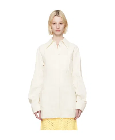 Jil Sander Tie-waist Linen Jacket In White