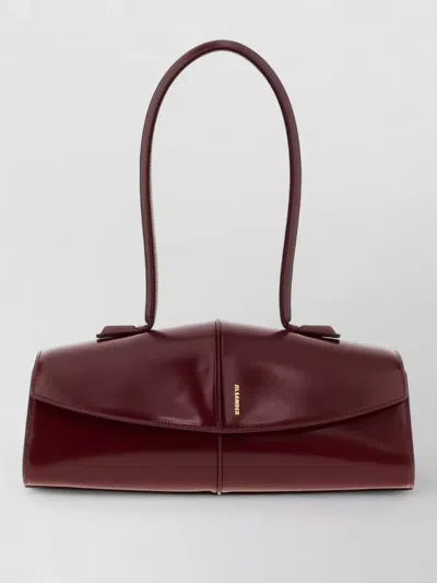Jil Sander Tiziano Leather Linea Shoulder Clutch Bag In Burgundy
