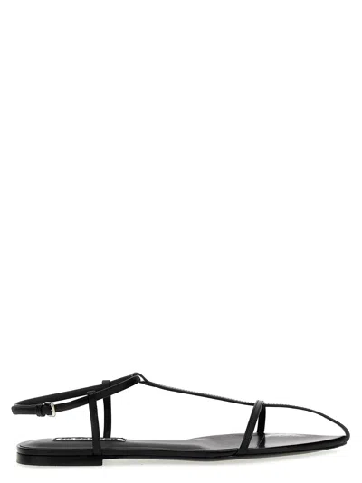 Jil Sander Toe Leather Sandals Black
