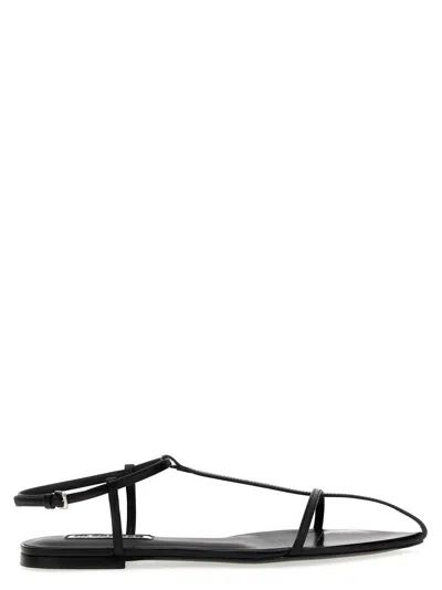 Jil Sander Toe Leather Sandals In Black