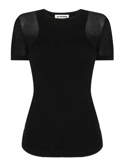 Jil Sander Short Sleeve Crew-neck Top In Black