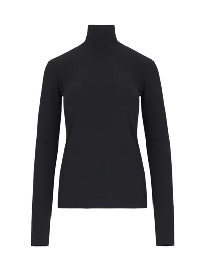 Jil Sander Fitted Black Cashmere Blend Sweater