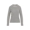 Jil Sander Fine Ribbed Off-white And Black Crew Neck Sweater In Black