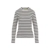 Jil Sander Fine Ribbed Off-white And Black Crew Neck Sweater In Black