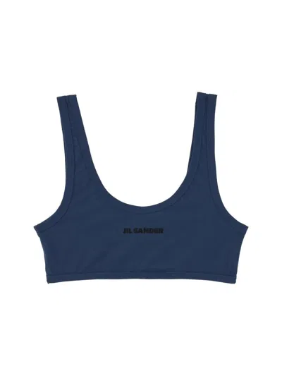 Jil Sander Logo-print Bikini Top In Blue