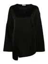 Jil Sander Asymmetrical Black Top With Unique Silhouette In Black