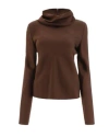 Jil Sander High Neck Knitwear With Draped Silhouette In Brown