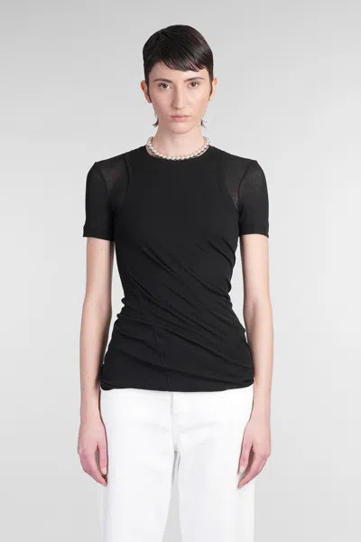 JIL SANDER TOP CN LS T-SHIRT IN BLACK COTTON