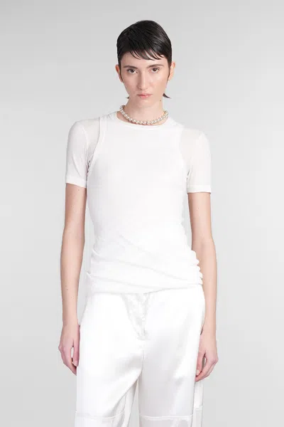 JIL SANDER TOP CN LS TOPWEAR IN WHITE COTTON