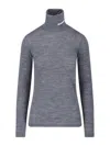 Jil Sander Long Sleeve Top With Funnel Neckline In Gray