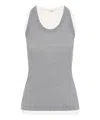 Jil Sander Fitted Sleeveless Top With Contrasting Hem Layer In Grey