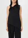 Jil Sander Sm Top Black Asymmetric Gloss With Bow In Black