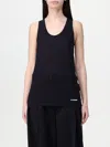 Jil Sander Black Crewneck Sleeveless Top In Cotton In Black