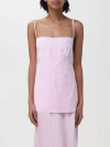 Jil Sander Lace-panelled Cami Top - Women's - Cotton/polyamide/viscose In Pink