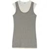 Jil Sander Fitted Sleeveless Top With Contrasting Hem Layer In Grey