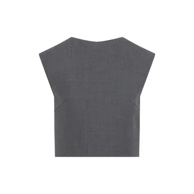 Jil Sander Wool Silk Sleeveless Top Round Neck In Gray
