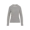 Jil Sander Fine Ribbed Off-white And Black Crew Neck Sweater In Black