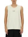 Jil Sander Logo Sleeveless Round Neck Tops In Ivory