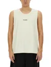 Jil Sander Logo Sleeveless Round Neck Tops In Ivory