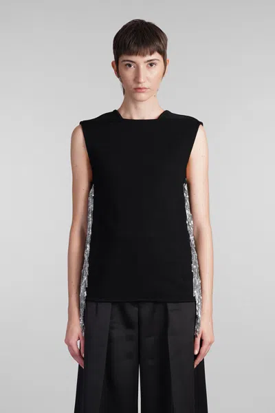Jil Sander Raw-cut Edge Knitted Top In Black