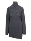 Jil Sander Grey Two-piece Sweater With High-neck In Wool Woman In Grey