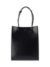 Jil Sander Rectangular Shoulder Bag Smooth Finish Braided Handles In Black
