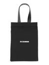 Jil Sander Logo Print Cotton-linen Blend Tote Bag
