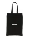Jil Sander Logo Print Cotton-linen Blend Tote Bag In Black
