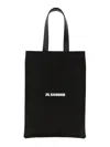 Jil Sander Black Linen And Cotton Canvas Medium Tote Bag In Black