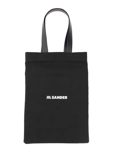 Jil Sander Logo Tote Bag In Black