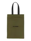 Jil Sander Tote Bag With Double Leather Handle In Military Green
