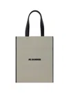 Jil Sander Natural White Cotton Border Book Tote Bag