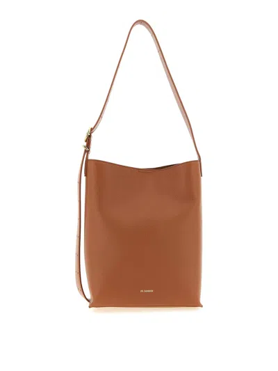 Jil Sander Tote Shoulder Bag In Brown
