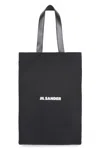 Jil Sander Black Tote Bag With Logo Print In Canvas Woman In Black